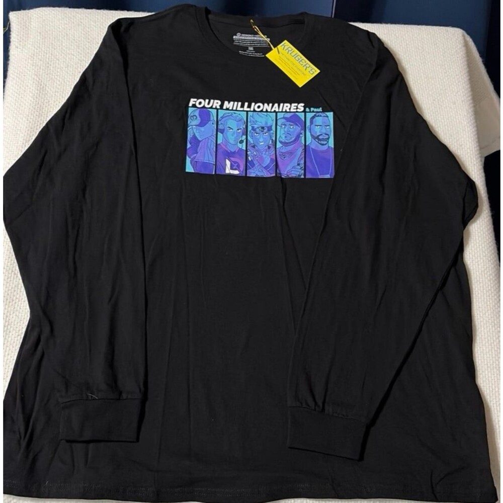 Design By Humans Four Millionaires & Paul Long Sleeve Graphic Tee Black 3XL